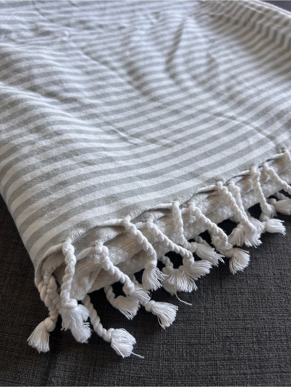 WEST ELM Shower Cotton Curtain with Stripes/Fringes #0501264 - Picture 3 of 16